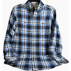 Duluth Trading Co Mens BLUE SMALL Plaid Free‎ Swingin' Slim Fit Flannel Shirt